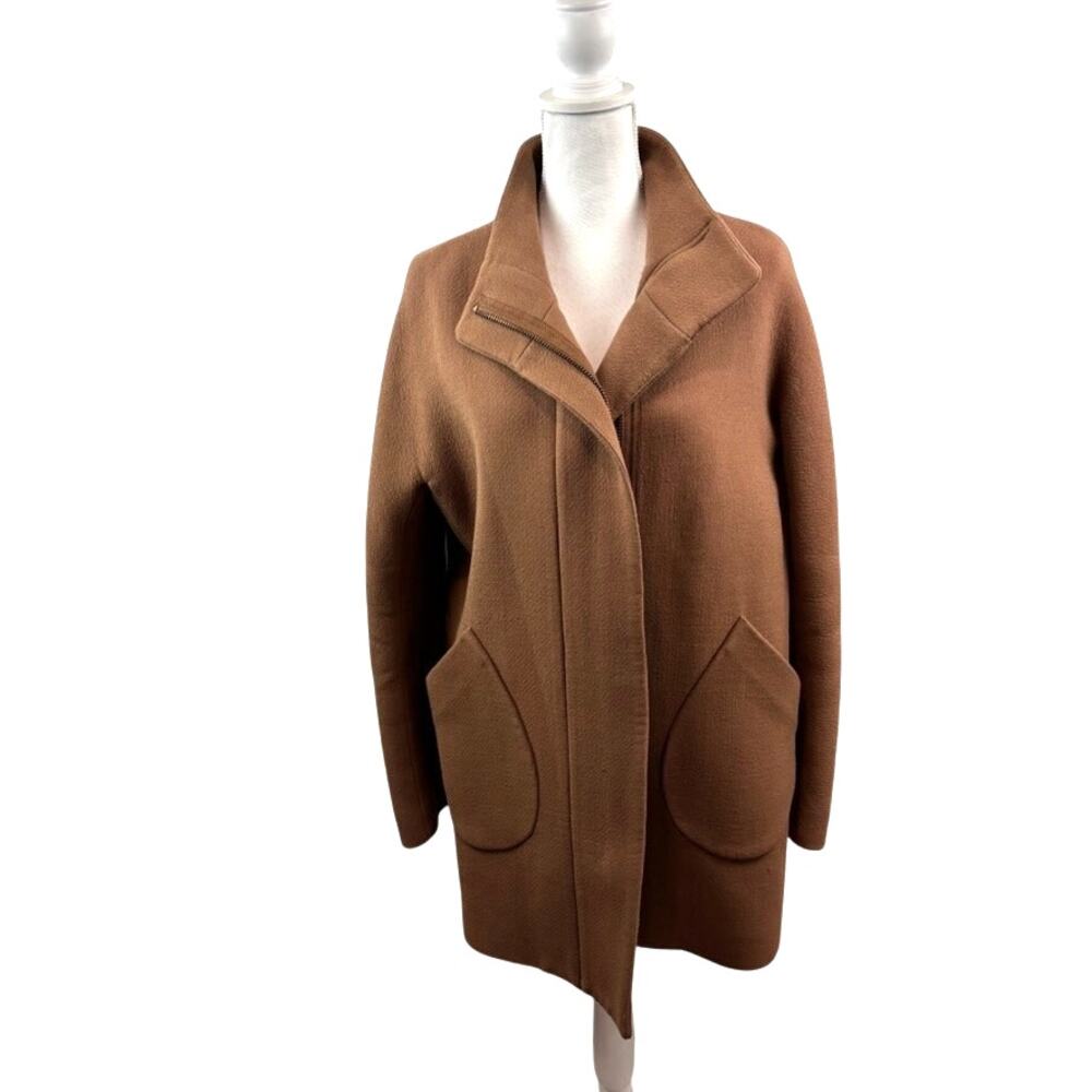 J.Crew Double Cloth Wool Coat Camel Italian Manifattura Di Carmignano Asymmetric